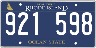 RI license plate 921598