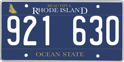 RI license plate 921630