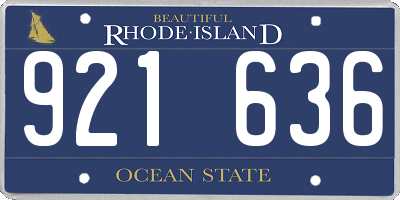 RI license plate 921636