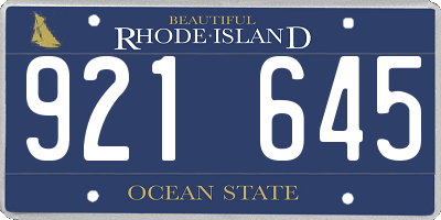 RI license plate 921645