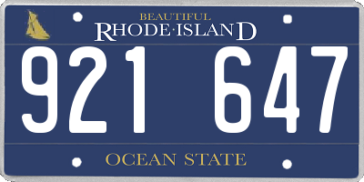 RI license plate 921647