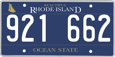 RI license plate 921662