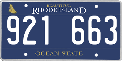 RI license plate 921663
