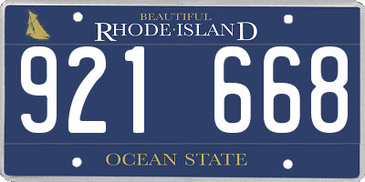RI license plate 921668
