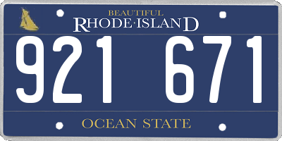 RI license plate 921671