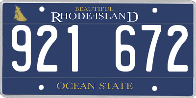 RI license plate 921672