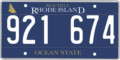 RI license plate 921674