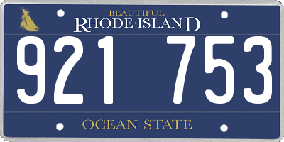 RI license plate 921753