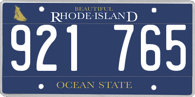 RI license plate 921765
