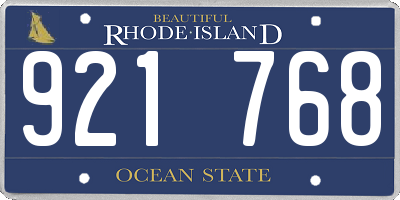 RI license plate 921768
