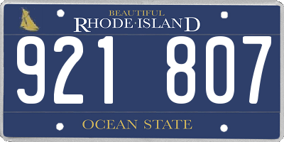 RI license plate 921807