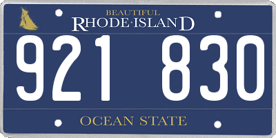 RI license plate 921830