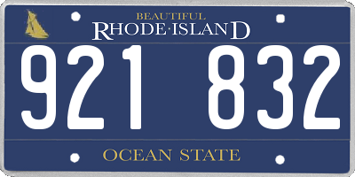 RI license plate 921832