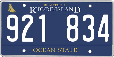 RI license plate 921834