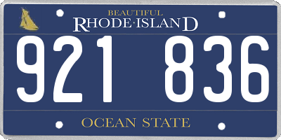 RI license plate 921836