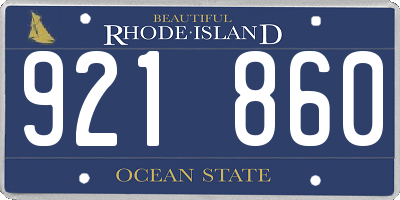 RI license plate 921860