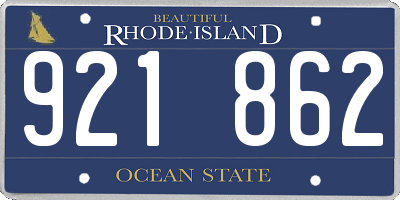 RI license plate 921862