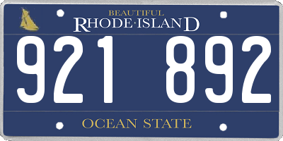 RI license plate 921892