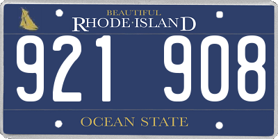 RI license plate 921908