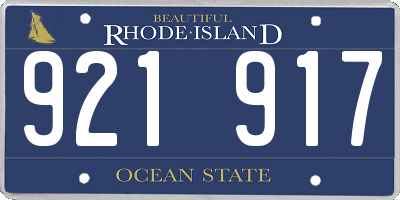 RI license plate 921917
