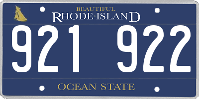 RI license plate 921922