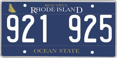 RI license plate 921925
