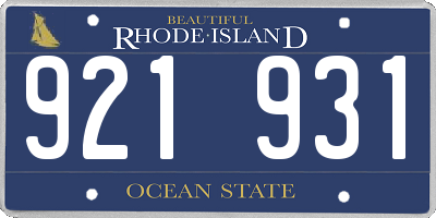 RI license plate 921931