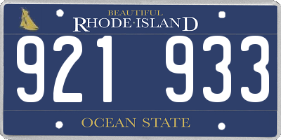 RI license plate 921933