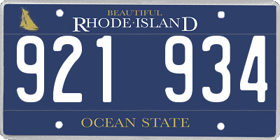 RI license plate 921934