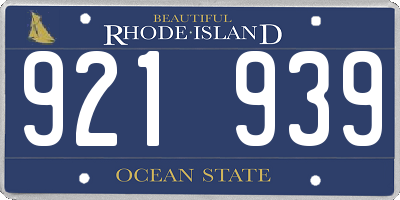RI license plate 921939
