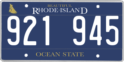 RI license plate 921945