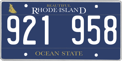 RI license plate 921958