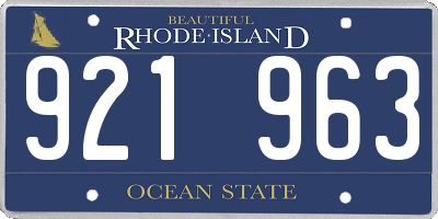 RI license plate 921963