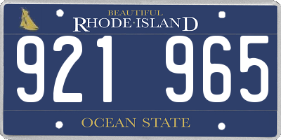 RI license plate 921965