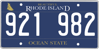 RI license plate 921982