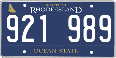 RI license plate 921989