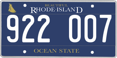 RI license plate 922007