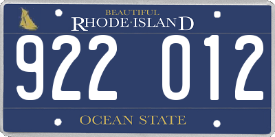 RI license plate 922012