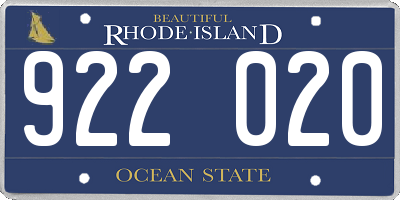 RI license plate 922020