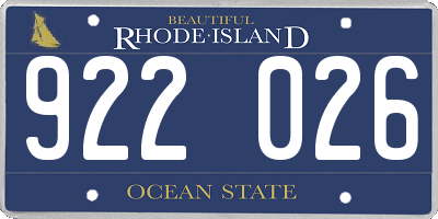 RI license plate 922026