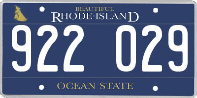 RI license plate 922029
