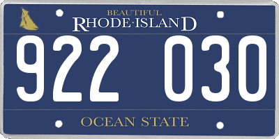 RI license plate 922030