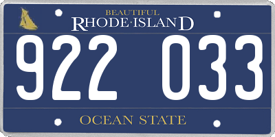 RI license plate 922033