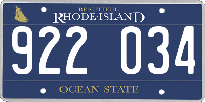 RI license plate 922034