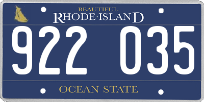 RI license plate 922035