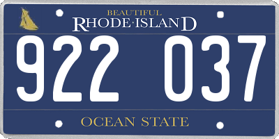RI license plate 922037