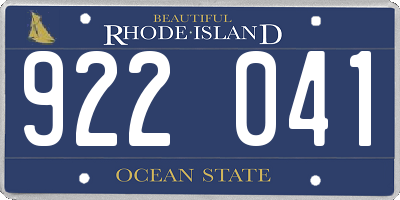 RI license plate 922041