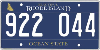 RI license plate 922044
