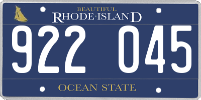RI license plate 922045