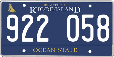 RI license plate 922058